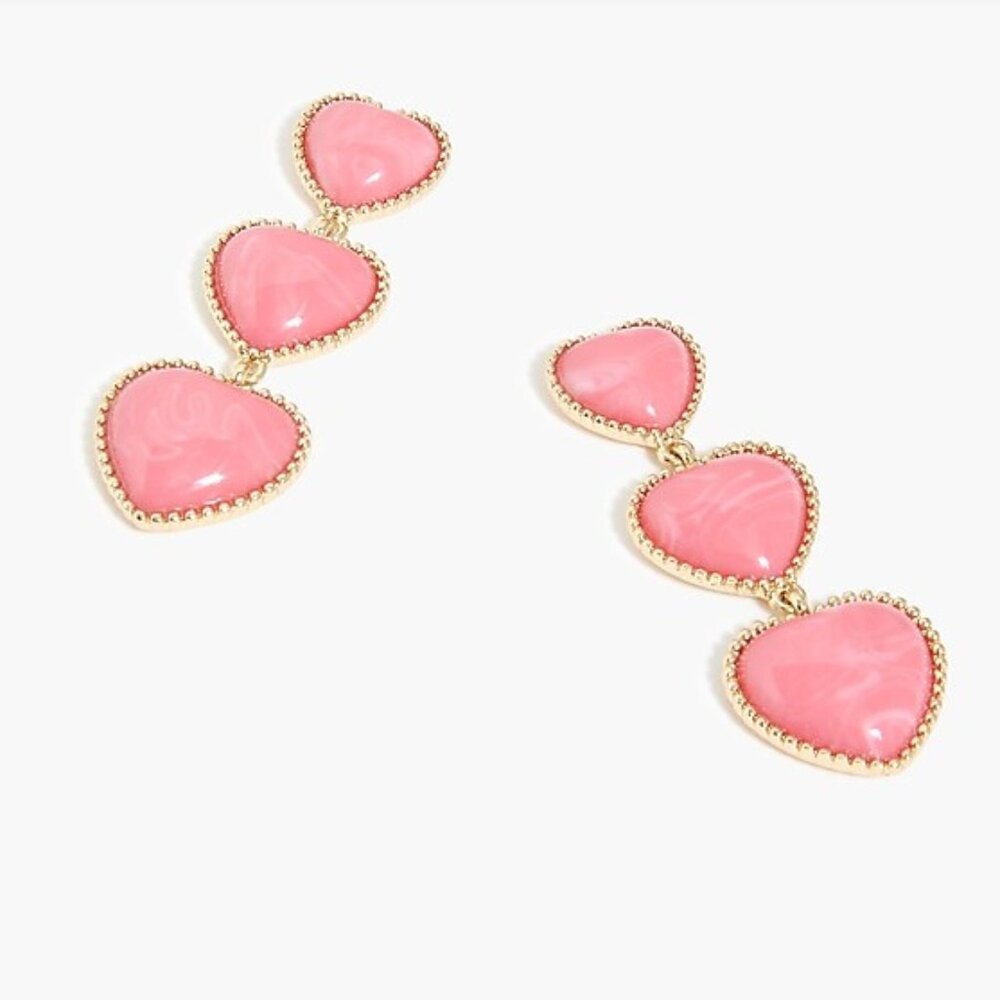 J. Crew Factory Heart Drop Dangle Earrings in Himalayan Spice Pink Gold